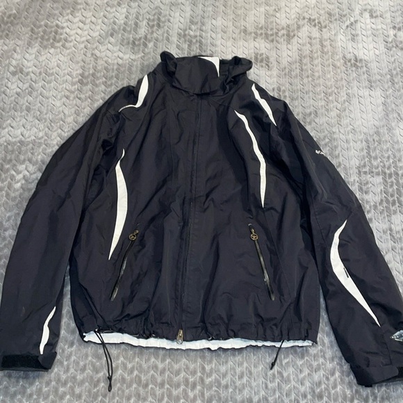 Columbia Titanium Black Ski Jacket. Size XL. Draw string waist.  Pockets galore! - Picture 1 of 9